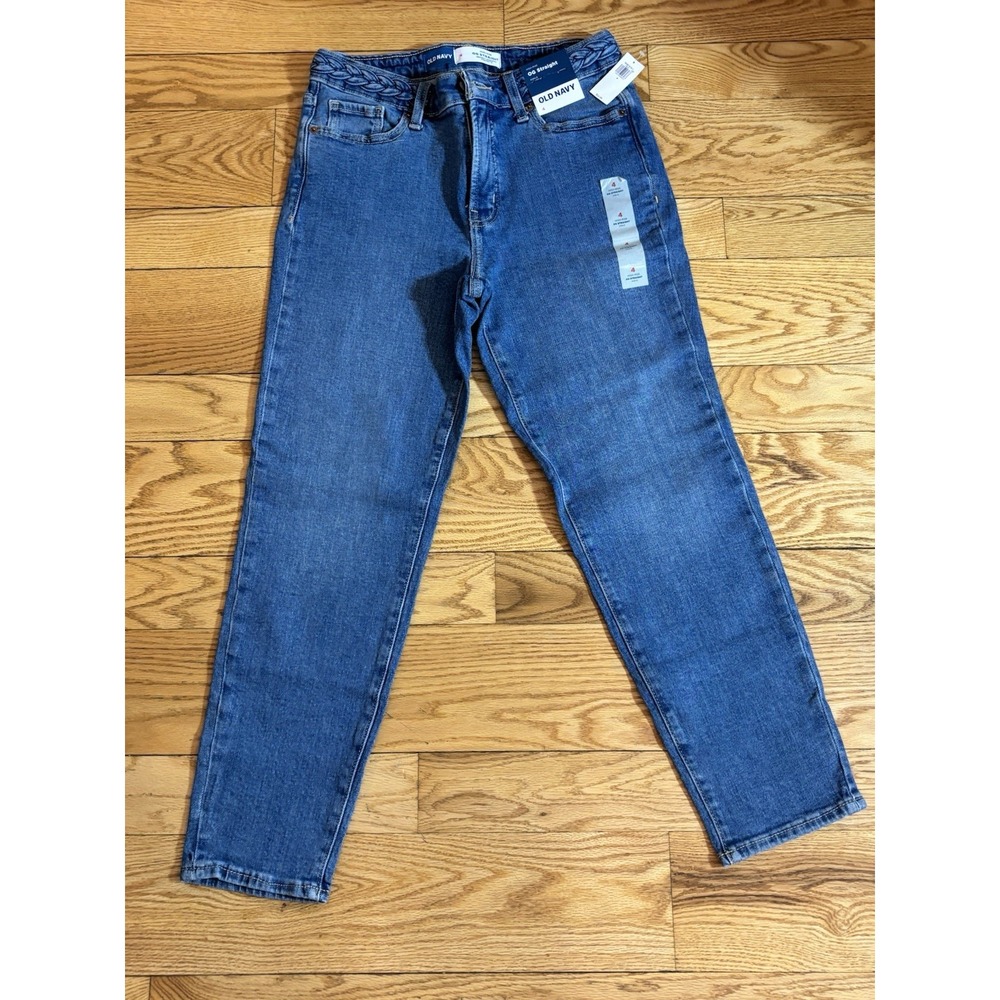 Old Navy Jeans High-rise OG Straight ankle braided belt Sz 4 Womens NWT